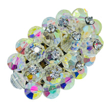 Load image into Gallery viewer, Vintage silver tone aurora borealis crystal beaded cluster designer brooch
