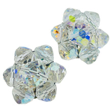 Load image into Gallery viewer, Vintage silver tone aurora borealis crystal glass beaded cluster clip earrings

