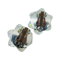 Load image into Gallery viewer, Vintage silver tone aurora borealis crystal glass beaded cluster clip earrings
