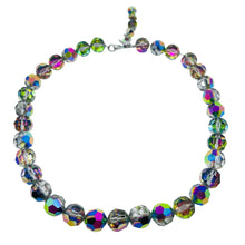 Load image into Gallery viewer, Vintage silver tone aurora borealis faceted crystal beads designer necklace
