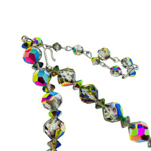 Load image into Gallery viewer, Vintage silver tone aurora borealis faceted crystal beads designer necklace
