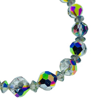 Load image into Gallery viewer, Vintage silver tone aurora borealis faceted crystal beads designer necklace
