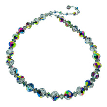 Load image into Gallery viewer, Vintage silver tone aurora borealis faceted crystal beads designer necklace
