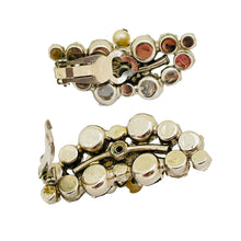 Load image into Gallery viewer, Vintage silver tone aurora pearls cluster designer clip on earrings
