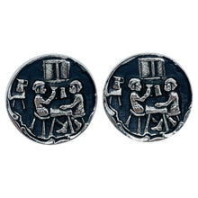 Load image into Gallery viewer, Vintage silver tone black enamel unisex designer cufflinks
