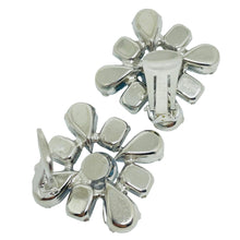 Load image into Gallery viewer, Vintage silver tone blue glass Maltese cross designer clip on earrings
