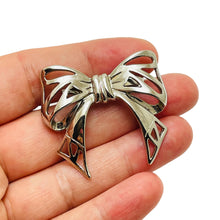 Load image into Gallery viewer, Vintage silver tone bow brooch
