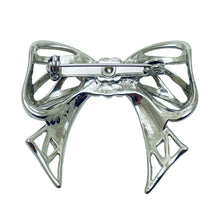 Load image into Gallery viewer, Vintage silver tone bow brooch
