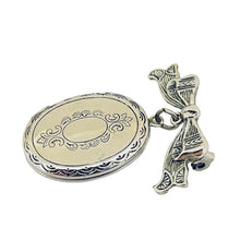 Load image into Gallery viewer, Vintage silver tone bow dangle locket designer brooch
