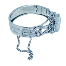 Load image into Gallery viewer, Vintage silver tone carved glass cameo designer bracelet
