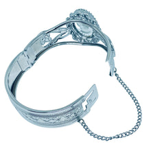 Load image into Gallery viewer, Vintage silver tone carved glass cameo designer bracelet
