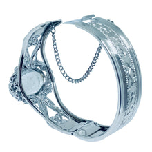 Load image into Gallery viewer, Vintage silver tone carved glass cameo designer bracelet
