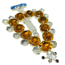 Load image into Gallery viewer, Vintage silver tone citrine blue glass Christmas tree designer brooch
