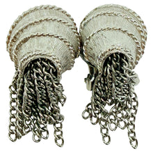 Load image into Gallery viewer, Vintage silver tone dangle chains designer clip on earrings
