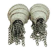 Load image into Gallery viewer, Vintage silver tone dangle chains designer clip on earrings
