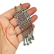 Load image into Gallery viewer, Vintage silver tone dangle chains pendant designer necklace
