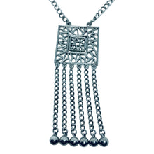 Load image into Gallery viewer, Vintage silver tone dangle chains pendant designer necklace
