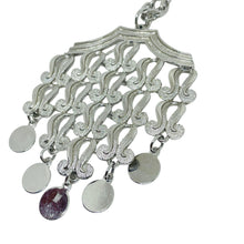 Load image into Gallery viewer, Vintage silver tone dangle pendant designer chain necklace
