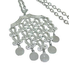 Load image into Gallery viewer, Vintage silver tone dangle pendant designer chain necklace
