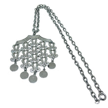 Load image into Gallery viewer, Vintage silver tone dangle pendant designer chain necklace
