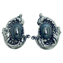 Load image into Gallery viewer, Vintage silver tone designer clip on earrings
