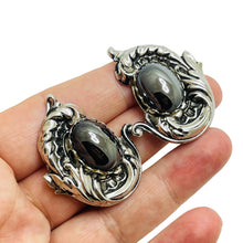 Load image into Gallery viewer, Vintage silver tone designer clip on earrings
