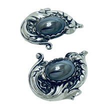 Load image into Gallery viewer, Vintage silver tone designer clip on earrings
