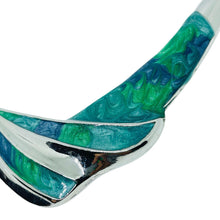 Load image into Gallery viewer, Vintage silver tone enamel omega chain designer choker necklace

