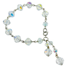 Load image into Gallery viewer, Vintage silver tone faceted aurora borealis crystal glass beaded bracelet
