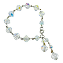Load image into Gallery viewer, Vintage silver tone faceted aurora borealis crystal glass beaded bracelet
