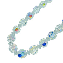 Load image into Gallery viewer, Vintage silver tone faceted aurora borealis crystal glass beaded necklace
