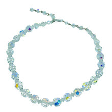 Load image into Gallery viewer, Vintage silver tone faceted aurora borealis crystal glass beaded necklace
