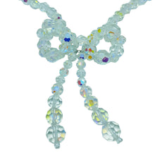 Load image into Gallery viewer, Vintage silver tone faceted aurora borealis crystal glass bow beaded necklace
