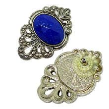 Load image into Gallery viewer, Vintage silver tone faux lapis stones designer pierced earrings

