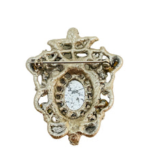 Load image into Gallery viewer, Vintage silver tone faux pearl rhinestones designer brooch
