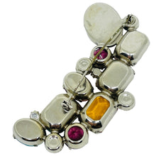Load image into Gallery viewer, Vintage silver tone fruit salad glass stones large designer brooch
