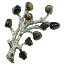 Load image into Gallery viewer, Vintage silver tone glass branch tree designer brooch
