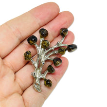 Load image into Gallery viewer, Vintage silver tone glass branch tree designer brooch

