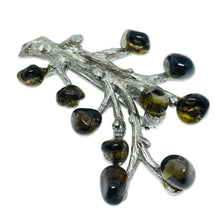 Load image into Gallery viewer, Vintage silver tone glass branch tree designer brooch

