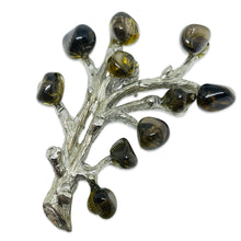 Load image into Gallery viewer, Vintage silver tone glass branch tree designer brooch
