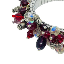 Load image into Gallery viewer, Vintage silver tone glass crystal beaded cha cha cha stretch designer bracelet
