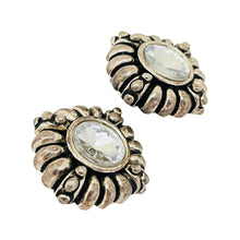 Load image into Gallery viewer, Vintage silver tone glass designer runway clip on earrings

