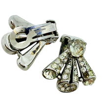 Load image into Gallery viewer, Vintage silver tone glass stones designer clip on earrings
