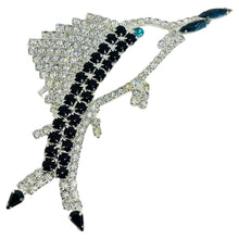 Load image into Gallery viewer, Vintage silver tone jewel glass stones huge dolphin figural designer brooch
