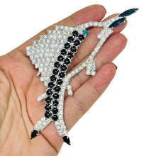 Load image into Gallery viewer, Vintage silver tone jewel glass stones huge dolphin figural designer brooch

