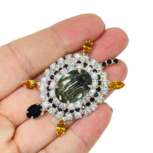 Load image into Gallery viewer, Vintage silver tone jewel glass stones turtle figural designer brooch
