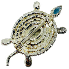 Load image into Gallery viewer, Vintage silver tone jewel glass stones turtle figural designer brooch
