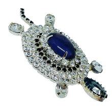 Load image into Gallery viewer, Vintage silver tone jewel glass stones turtle figural designer brooch
