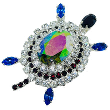 Load image into Gallery viewer, Vintage silver tone jewel glass stones turtle figural designer brooch
