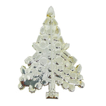 Load image into Gallery viewer, Vintage silver tone jewel green red pink glass Christmas tree designer brooch
